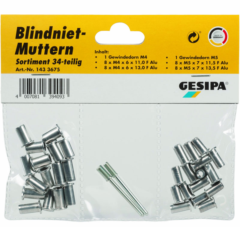 Blind rivet nut assortment (34 parts)