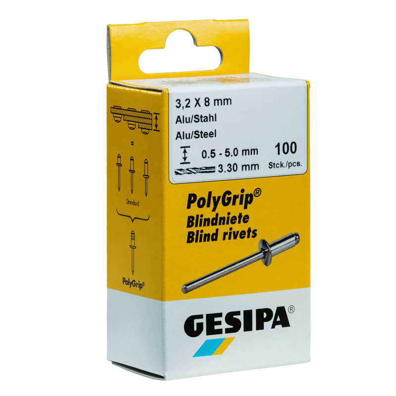Mini pack PolyGrip blind rivets steel/steel 4.8 x 10